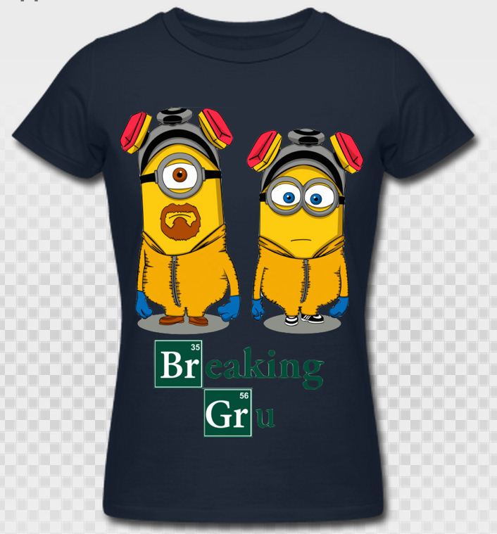 breaking minion navy blue girl tee | Swag Shirts