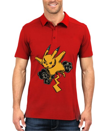 Thunderbolt Pikachu Red Polo Tee
