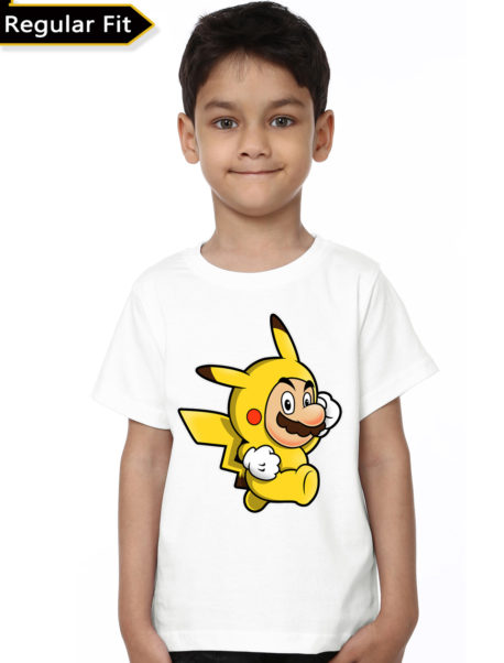 Pika Mario White Kids Tee