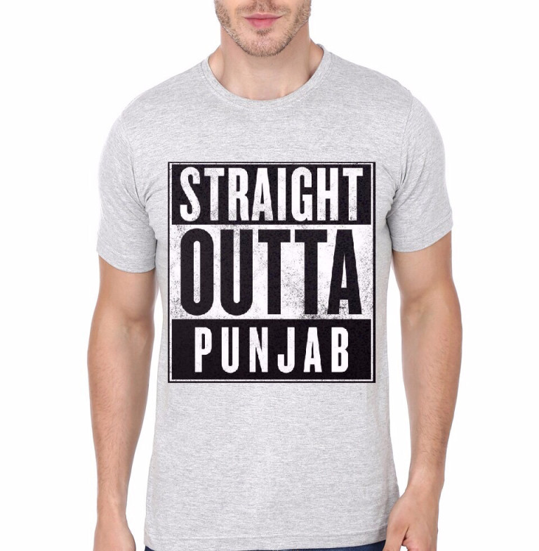 Straight Outta Punjab Grey T-Shirt