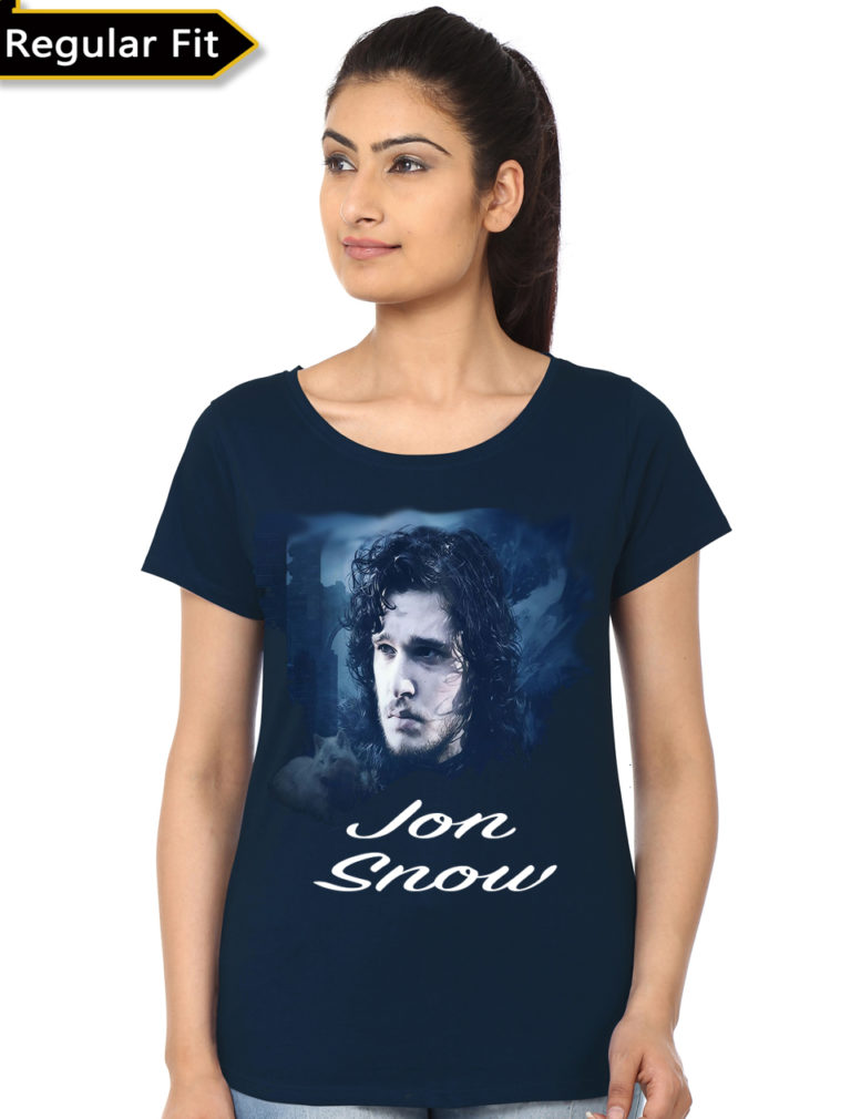 Jon Snow Navy Blue Girl's T-Shirt