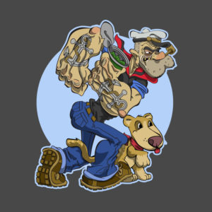 Old Grumpy Popeye Navy Blue T-Shirt