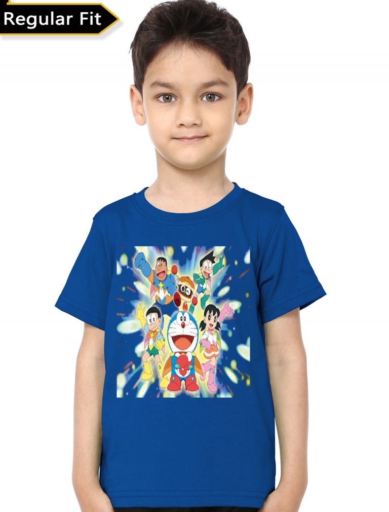 Doraemon And Team Royal Blue T-Shirt