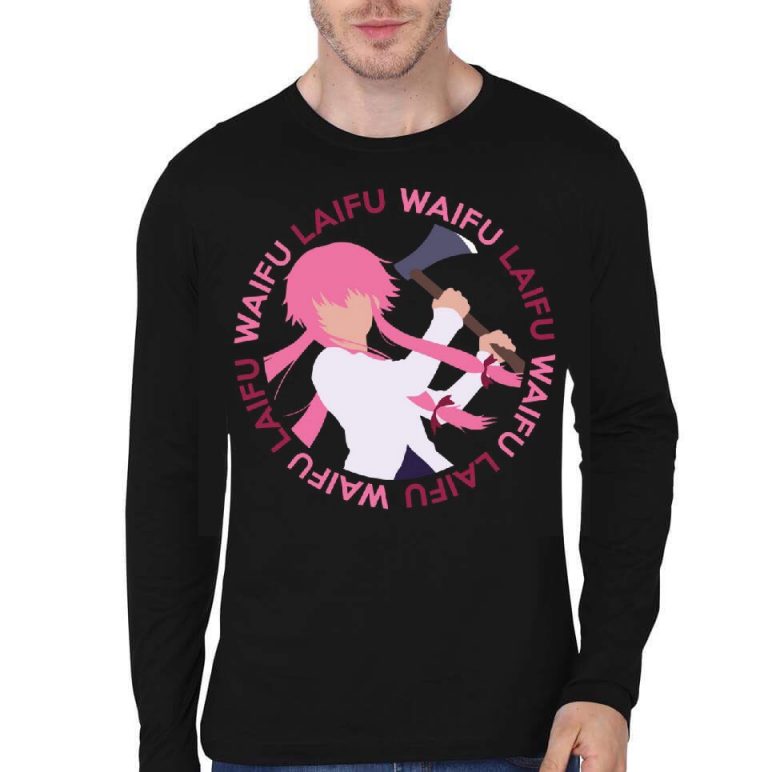 Waifu Laifu Anime Black Full Sleeve T-Shirt