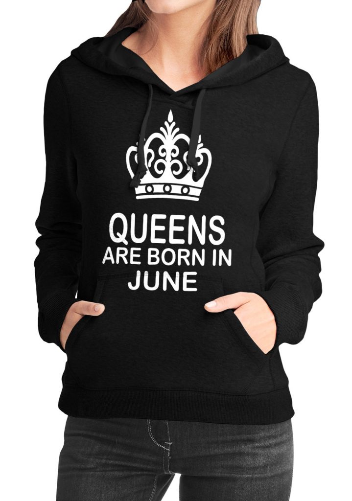 Queens Are Born In June Black Girl's Hoodie