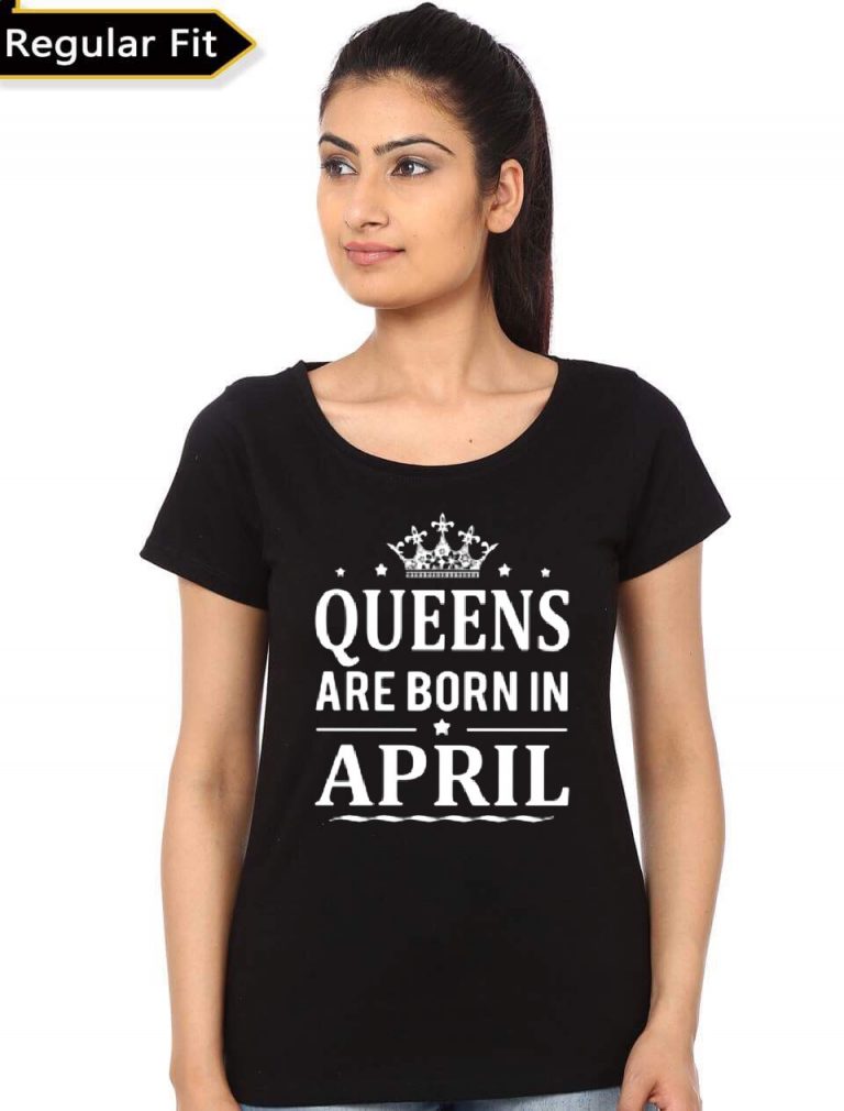 Queen Are Born In April Black Girl's T-Shirt