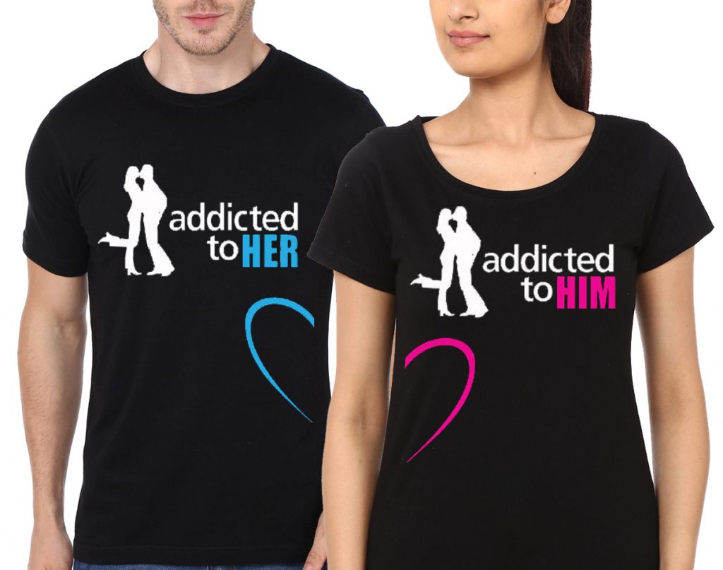 Addicted To Her Addicted To Him Couple Black T Shirt Swag Shirts 1158