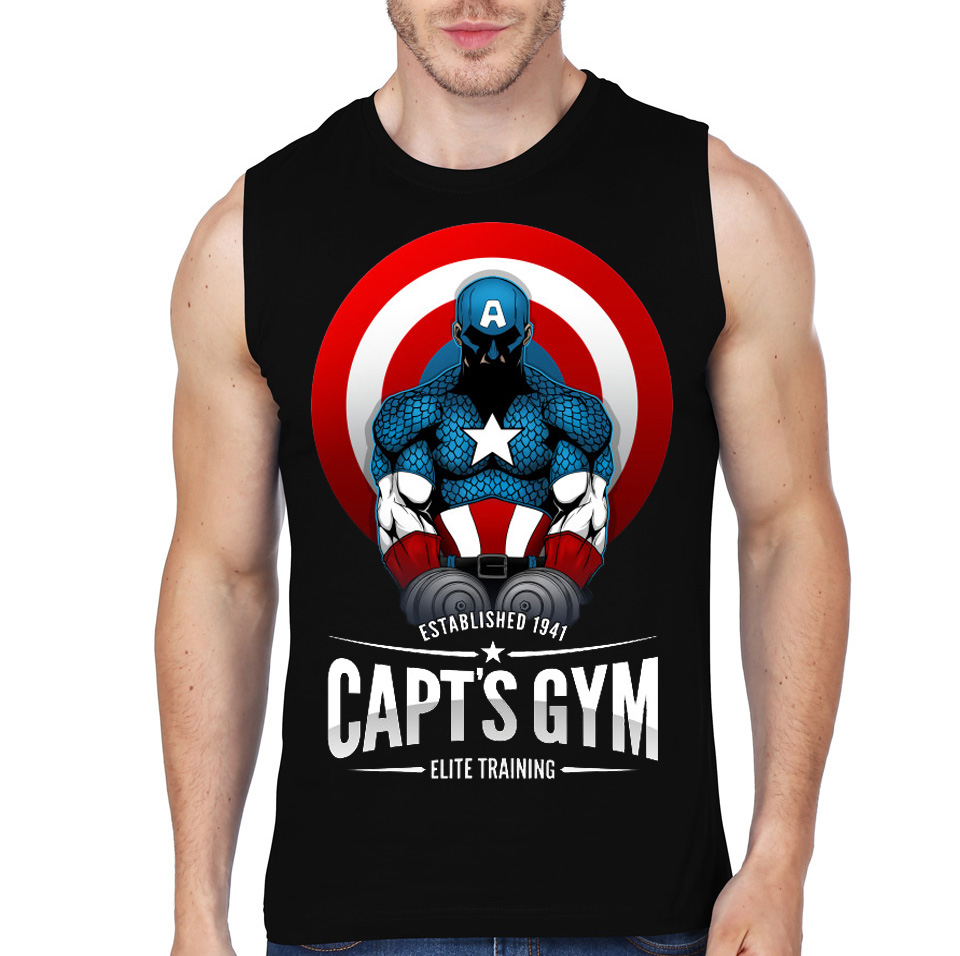 Captain America Gym Black Vest Swag Shirts | vlr.eng.br