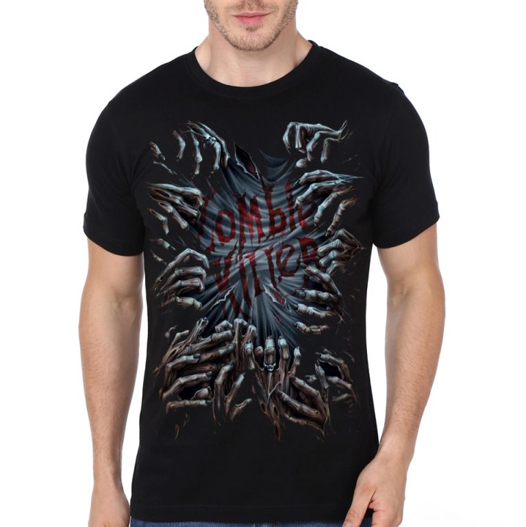 Zombie Hands In Moonlight Black T-Shirt