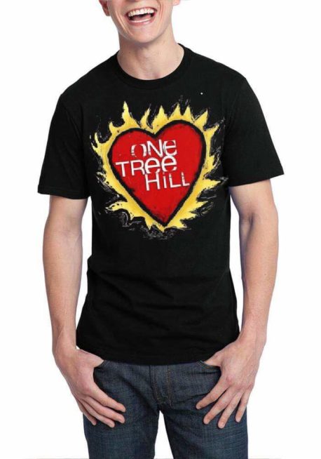 One Tree Hill Flaming Heart Black T-Shirt