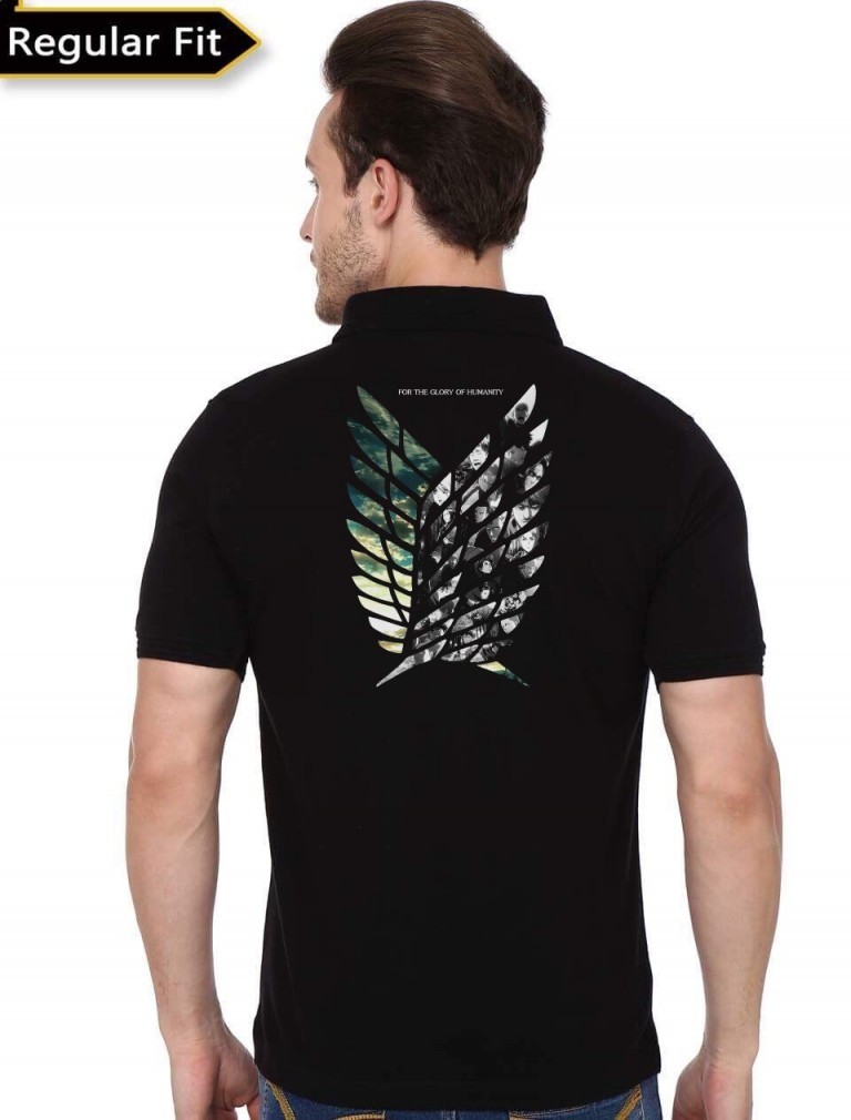 Attack On Titan Black Polo T-Shirt - Image 2