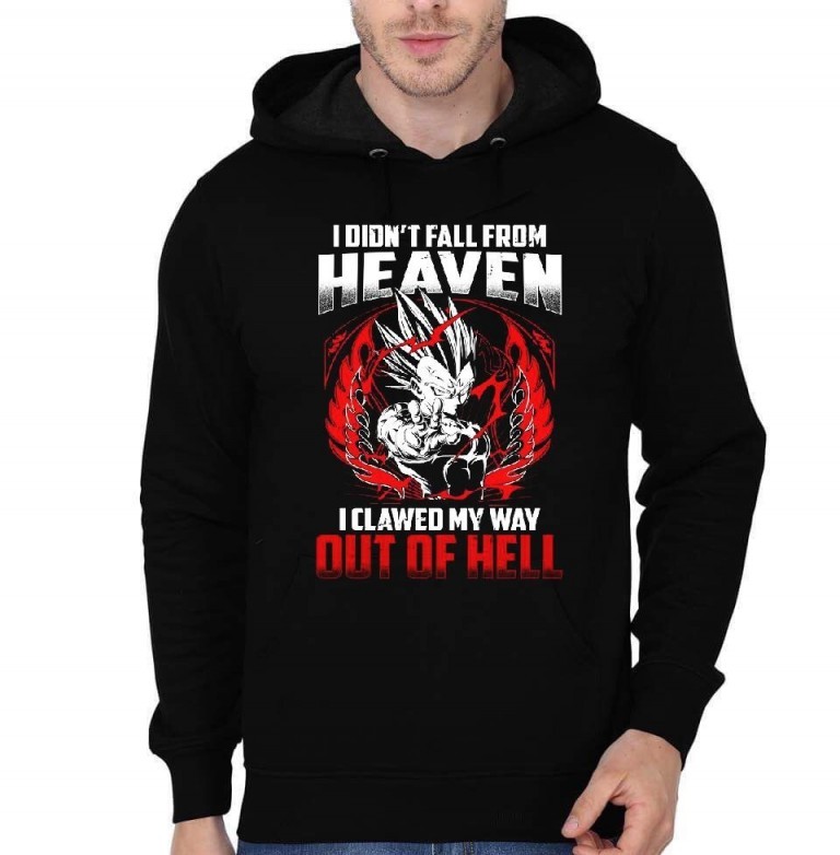 I Didn't Fall From Heaven I Clawed My Way Out Of Hell DBZ Black Hoodie