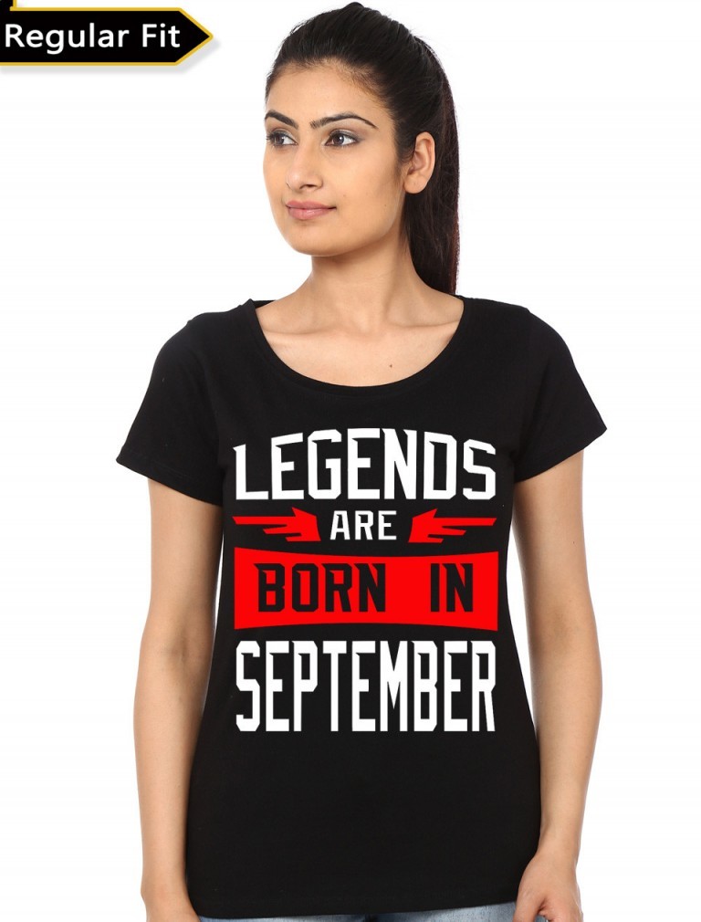 Legends Are Born In September Girl's Black T-Shirt