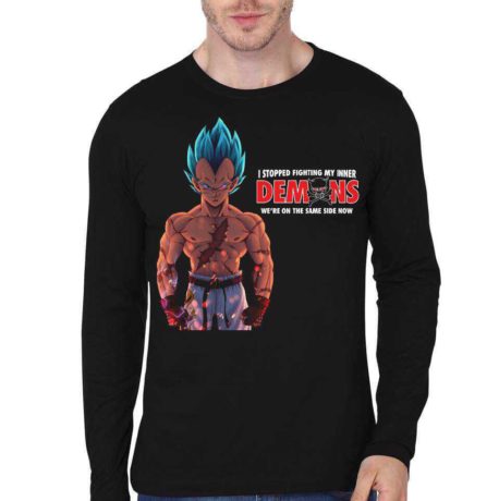 I Stopped Fighting My Inner Demons Black Full Sleeve T-Shirt
