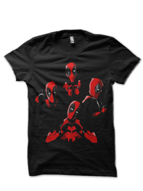 Deadpool Heads Black T-Shirt