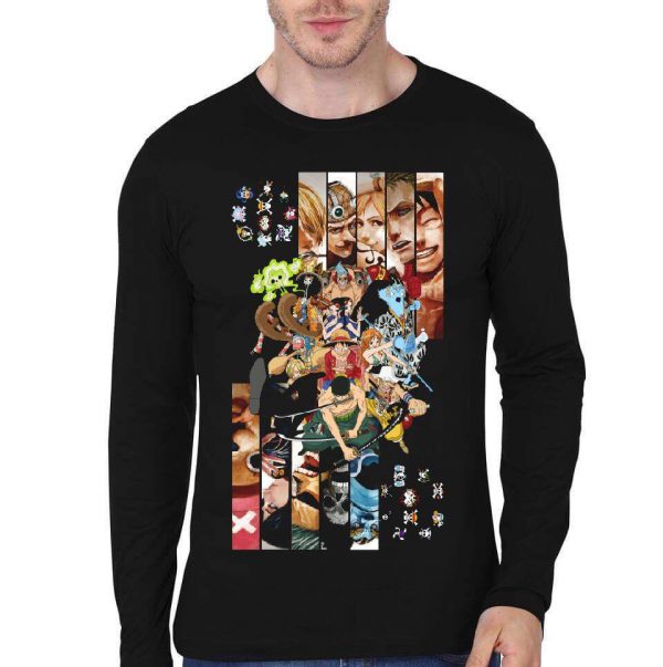 One Piece Full Sleeve Black T-Shirt