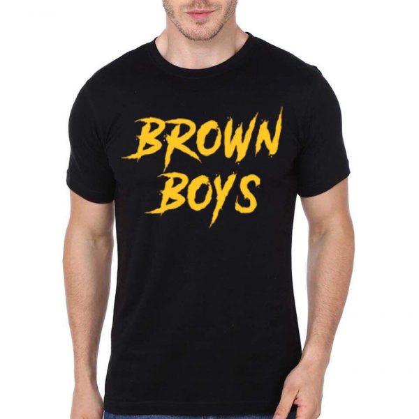 Brown Boys Black Half Sleeve T-Shirt