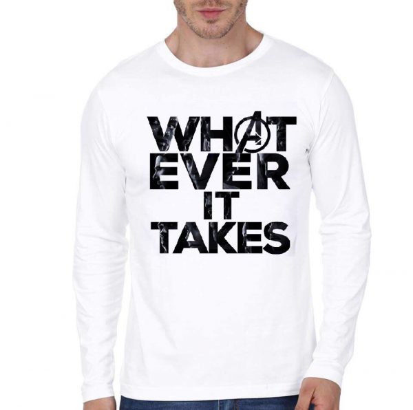 Avengers Whateever It Takes White Full Sleeve T-Shirt