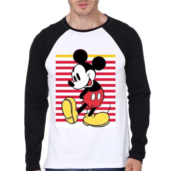 Mickey Mouse Raglan White And Black T-Shirt