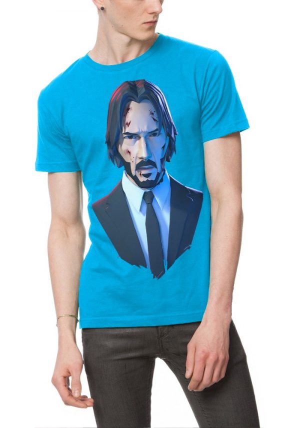 John Wick Light Blue Half Sleeve T-Shirt