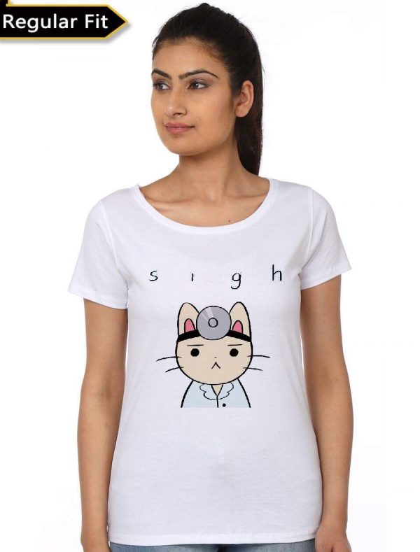 Sigh Cat White T-Shirt