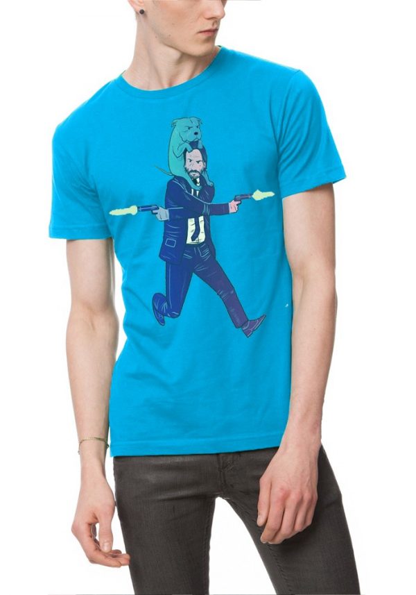 John Wick Light Blue Half Sleeve T-Shirt