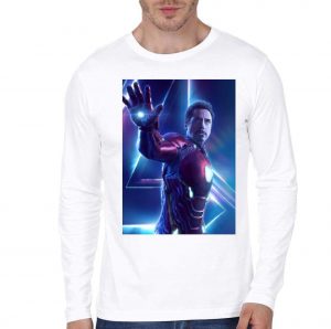 Tony Stark Full Sleeve White T-Shirt