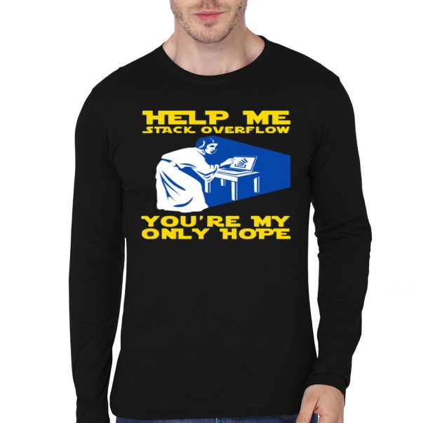 Help Me Stack Overflow Black Full Sleeve T-Shirt