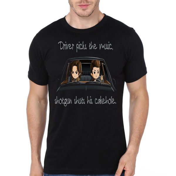 Drive Pricks The Music Shotgun Shuts His Cakehole Black Half Sleeve T-Shirt