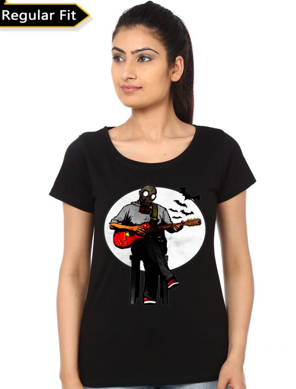 Gas Mask And Guitar Black Girls T-Shirt