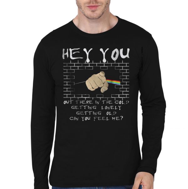 Hey You Black Half Sleeve T-Shirt