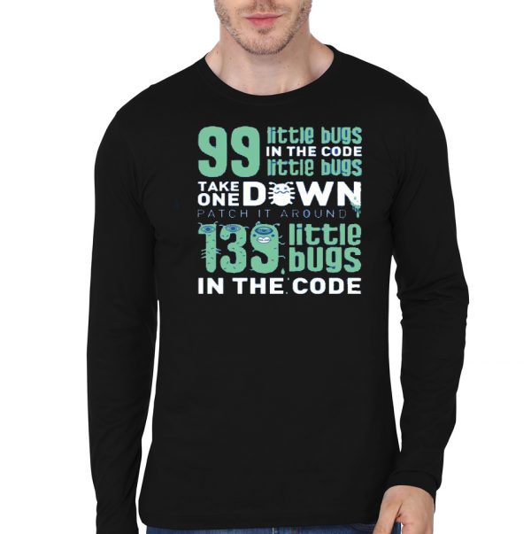 99 Little Bugs In The Code Black Full Sleeve T-Shirt