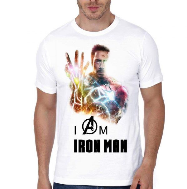 Iron Man White Half Sleeve T-Shirt