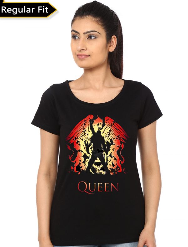 Queen Half Sleeve Black Girls T-Shirt