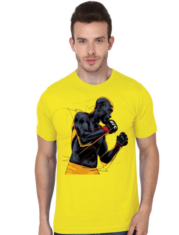 Ufc Yellow Half Sleeve T-Shirt