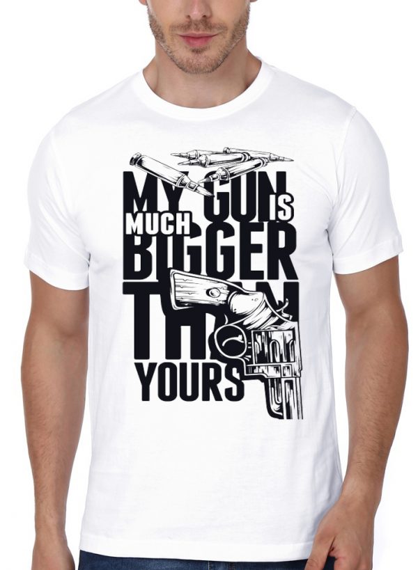 My Gun Half Sleeve White T-Shirt