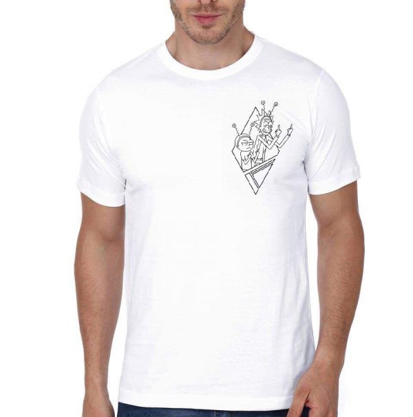 Rick And Morty Half Sleeve White T-Shirt