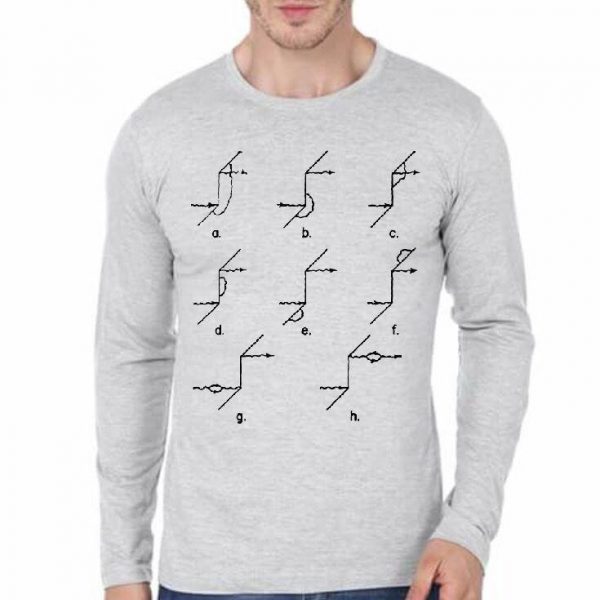 Feynman Diagram Full Sleeve Grey Melange T-Shirt