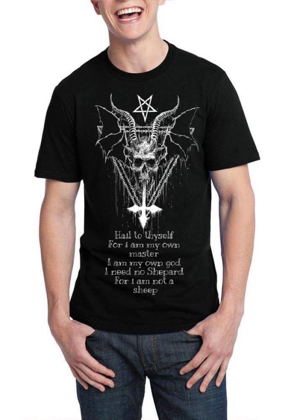 Satan 666 I Am Not Sheep Black T-Shirt