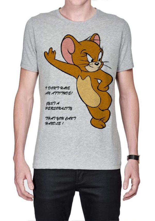 Tom And Jerry Quote Grey T-Shirt