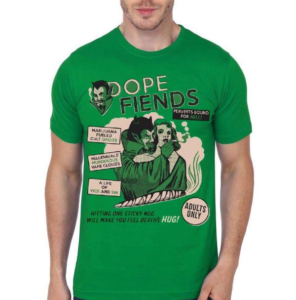 Dope Fiends Half Sleeve Green T-Shirt