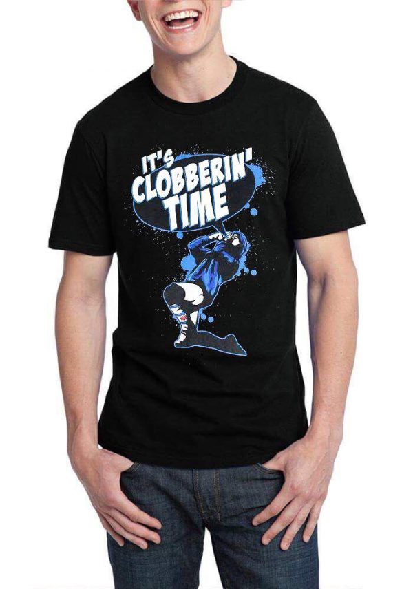 Its Clobberin Time Half Sleeve Black T-Shirt