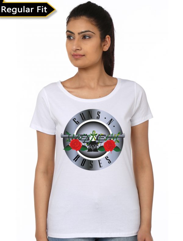 Guns And Roses Girl’s White T-Shirt