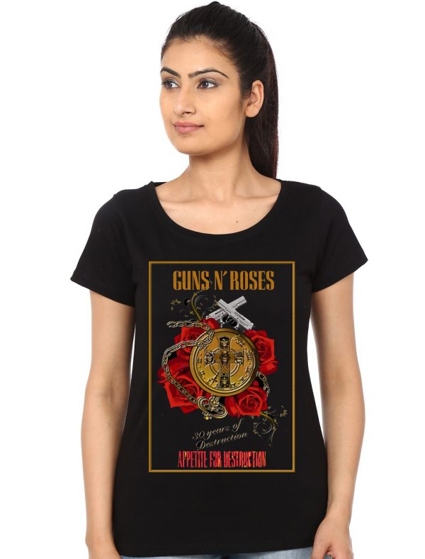 Guns And Roses Black Girls T-Shirt