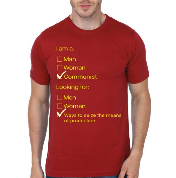 Commie Seeking Means of Production Red Half Sleeve T-Shirt