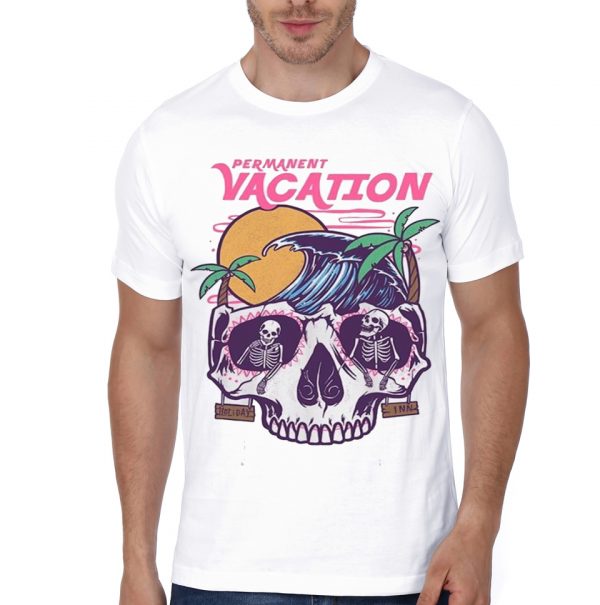 Permanent Vacation White Half Sleeve T-Shirt