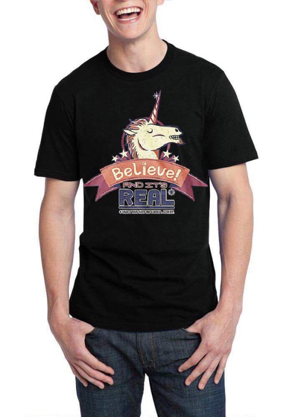 Believe And Its Real Black Half Sleeve T-Shirt