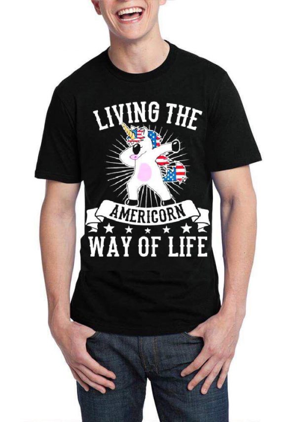 Living The Americorn Way Of Life Black Half Sleeve T-Sthirt