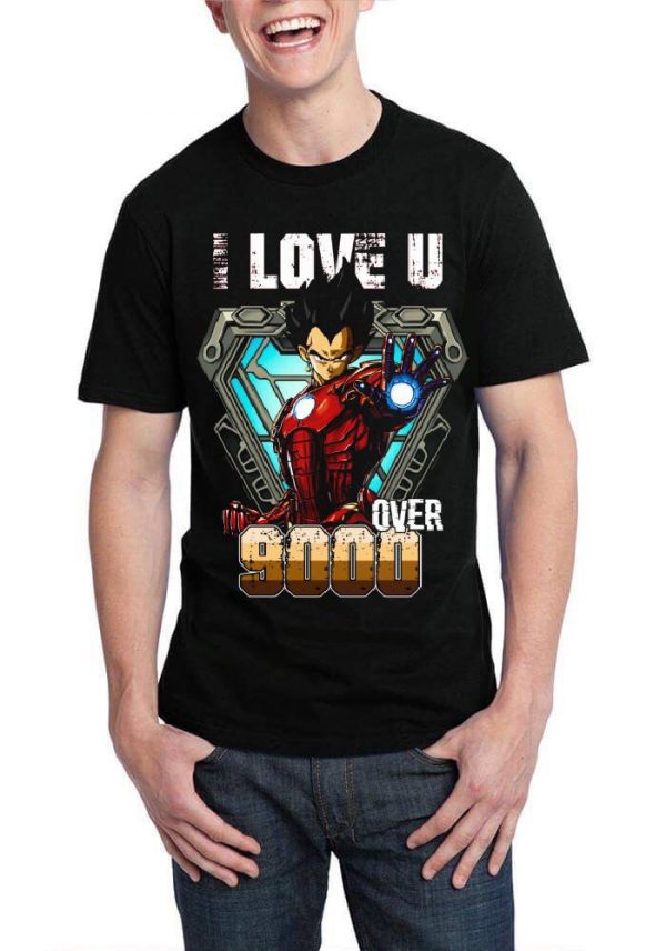 I Love U Over 9000 Black Half Sleeve T-Shirt