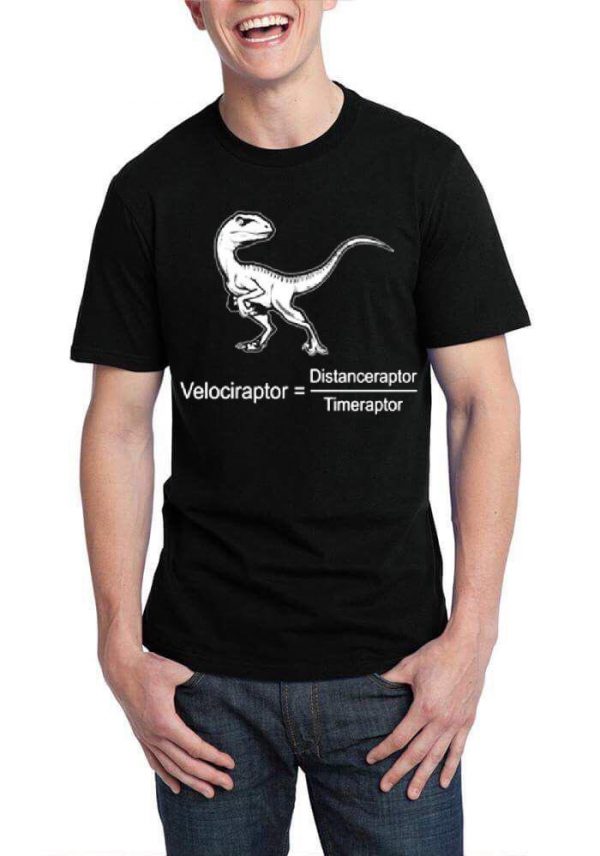 Velociraptor =Distanceraptor Timeraptor Black Half Sleeve T-Shirt